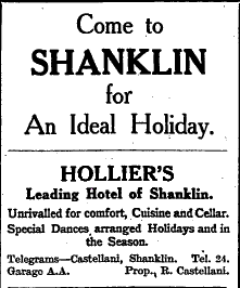 1924 advert for Hollier's Hotel
